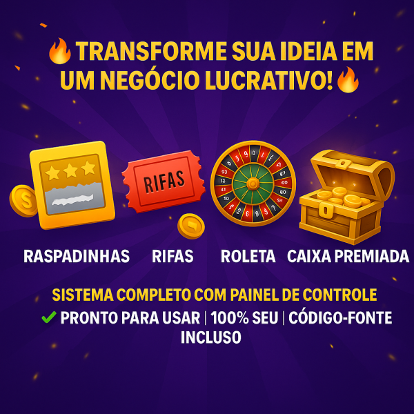 MODELO RIFA + RASPADINHA + COTAS PREMIDAS + CX SURPRESA + ROLETA